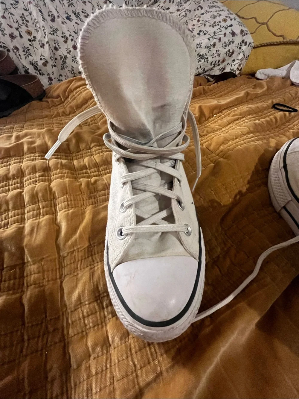 Converse White High-Top Platform Chuck Taylor Sneakers - Picture 4 of 4